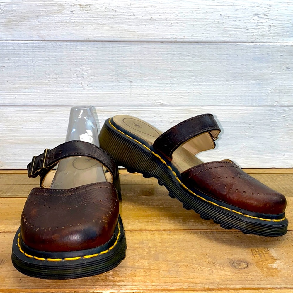 Dr Martens brown leather mule